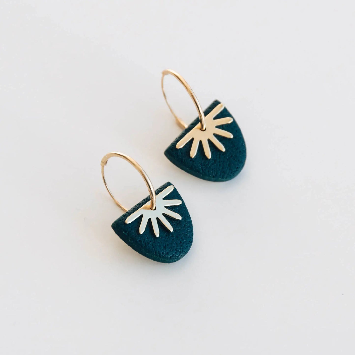 Sun Ray Hoops in Deep Teal