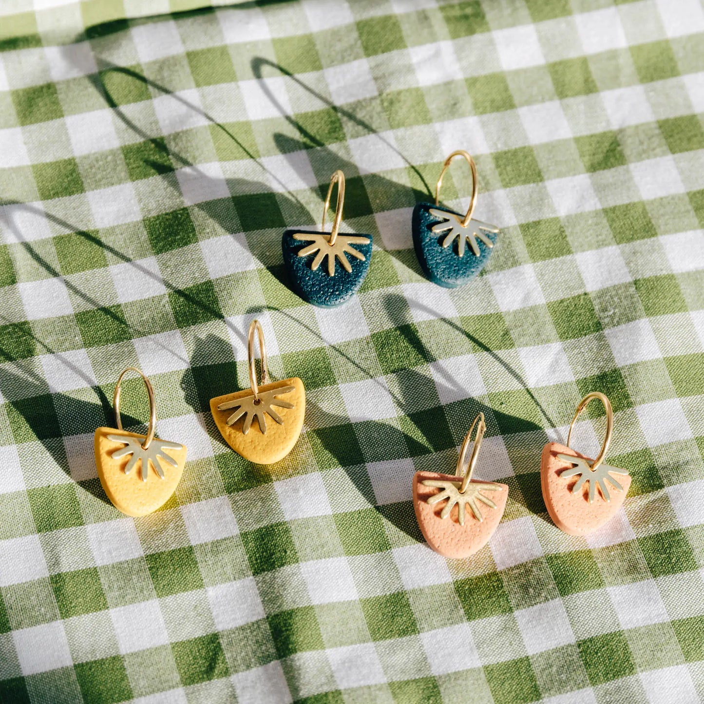 Sun Ray Hoops in Deep Teal